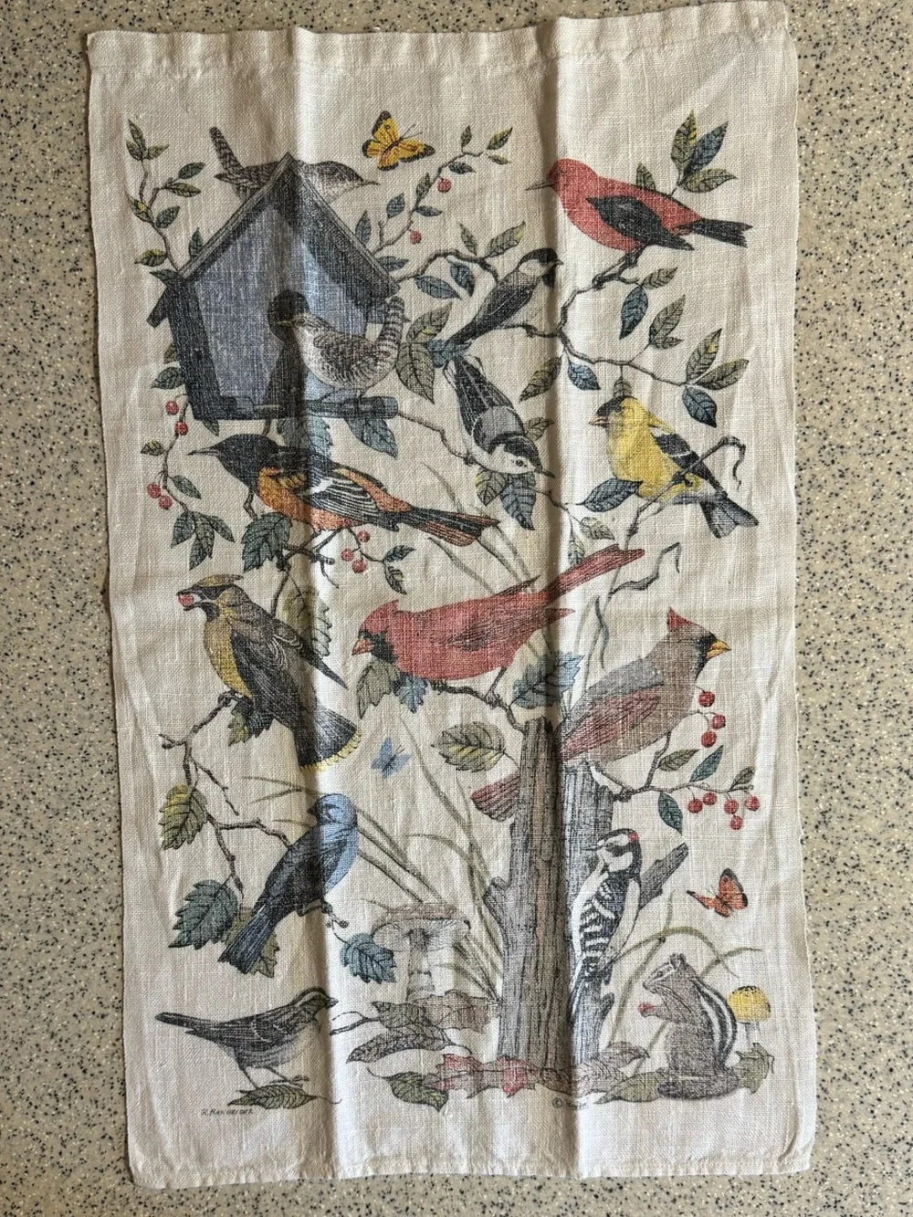 Vintage 1970s Kay Dee Wilderkind Pure Linen Tea Towel/Wall Hanging.